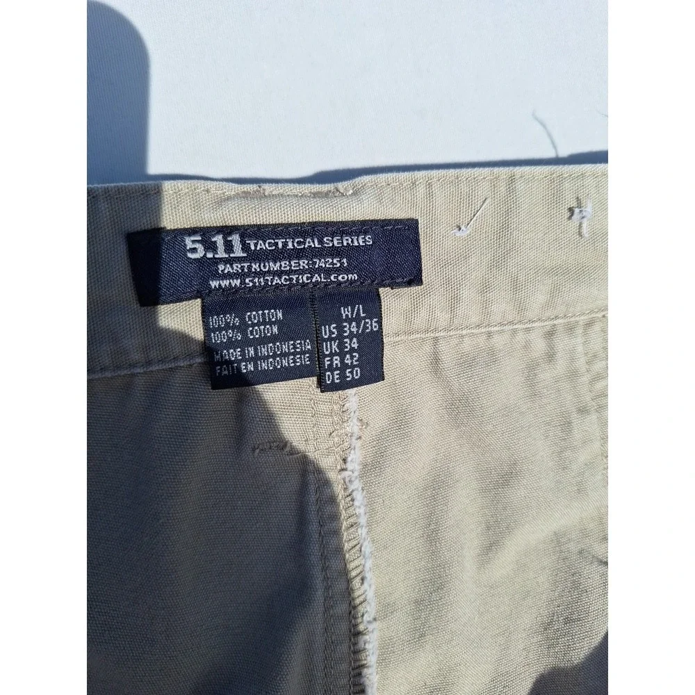 5.11 Tactical Series Pant Men 34x36 Khaki Cargo TacLite Pro‎ RipStop Double Knee